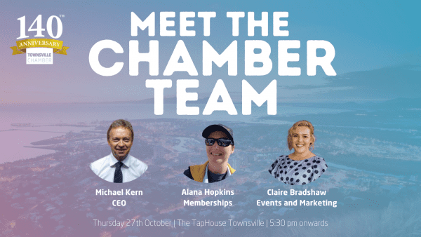 Meet the Chamber Team event header with photos of the team members