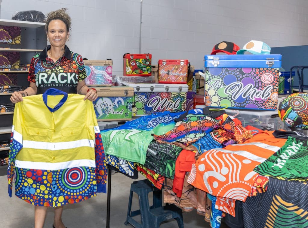 Bianca Brackridge with selection of BRACKS merchandise
