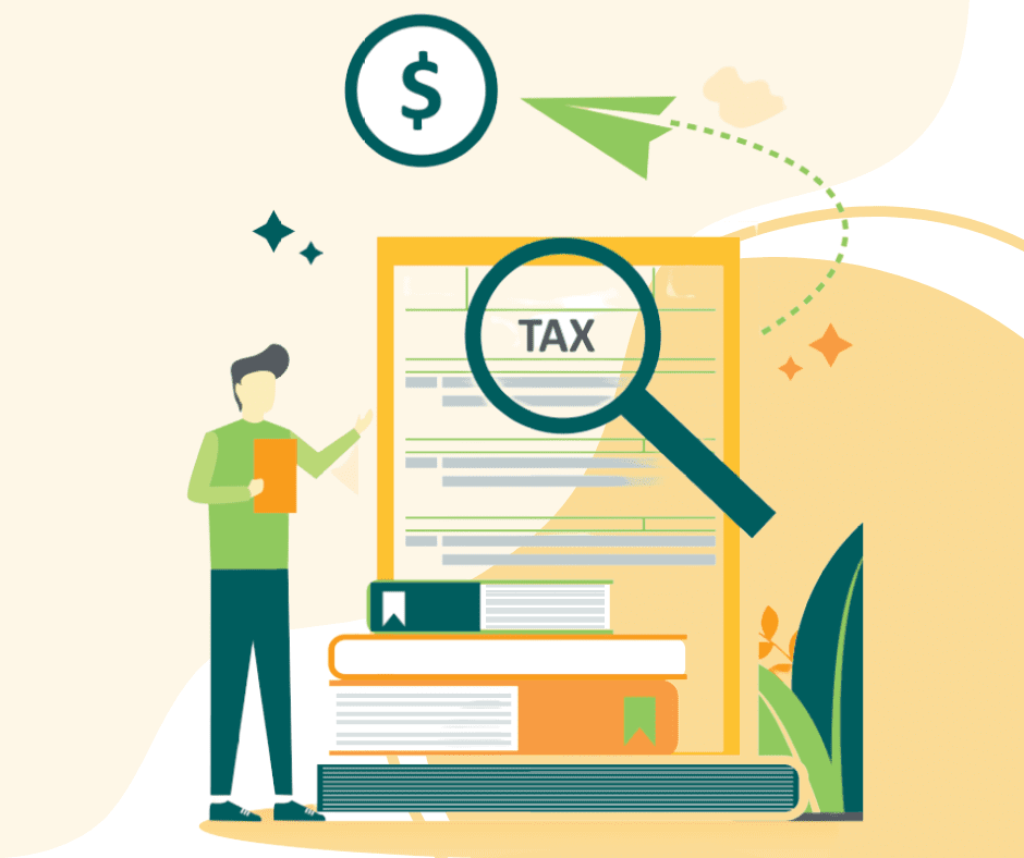 Cartoon graphic for tax time article - April 2023 BDmag