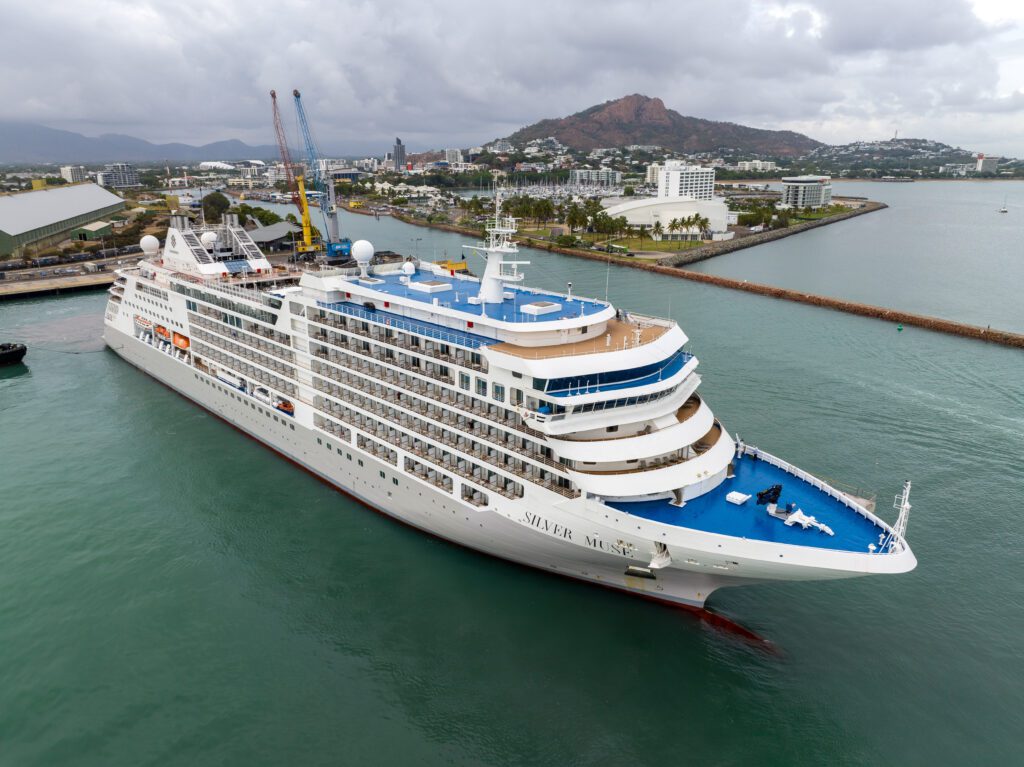 Silver Muse docking at Port of Townsville - November 2023. Record-breaking cruise season to tip $4.7 million into local businesses | BDmag November 2023