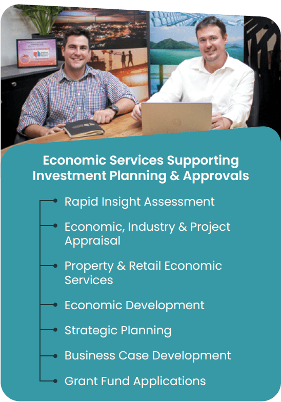 A list of services available through Regional Economic Advisory (REA). Pictured: Sean Kelly & Matthew Kelly.

Taken from advertorial - Meeting the Need for Regional Economic Insights | BDmag October-December 2023