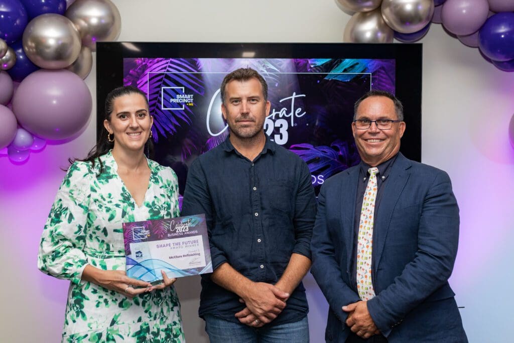 SPNQ Business Awards 2023 - winner of Shape The Future Sustainability and Social Impact Award - McClure Refinishing BDmag social images Dec 2023