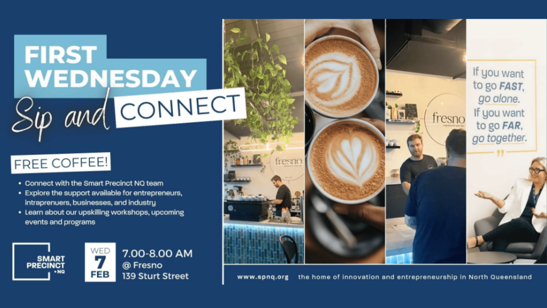 First Wednesday Sip and Connect. Smart Precinct NQ - BDmag upcoming events.