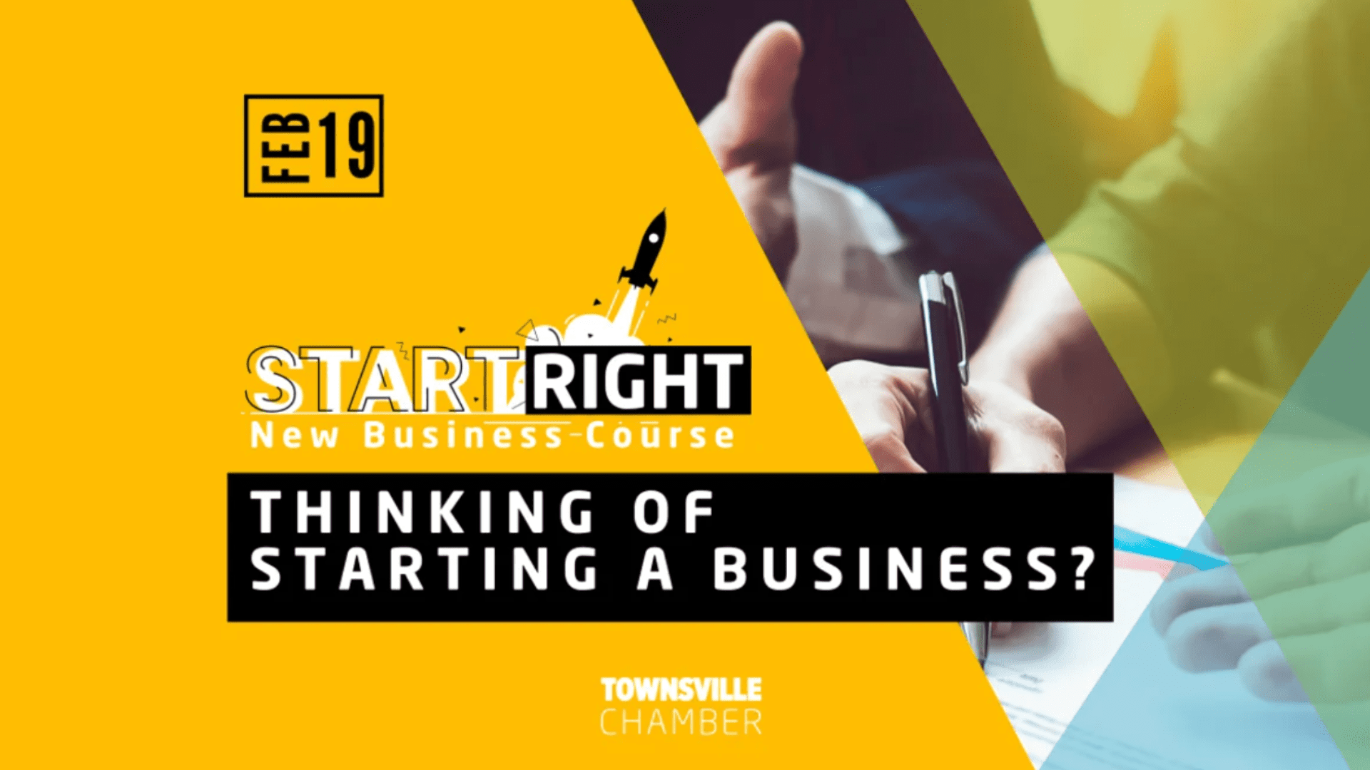 Start Right Business course event header. February 2024