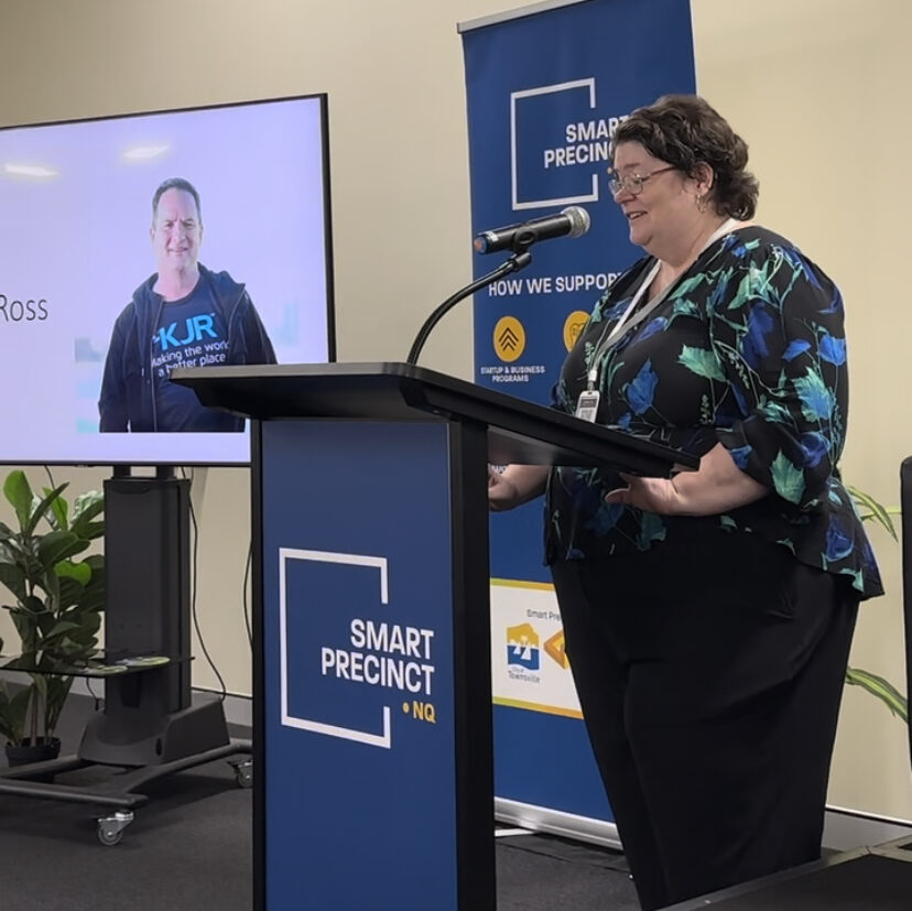 Dr Dianna Hardy standing behind lectern, giving speech at Townsville AI Hub launch

November 2023

BDmag